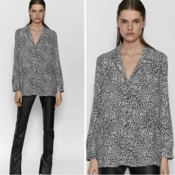 Zara Tops Zara Animal Print Button Down Shirt Poshmark